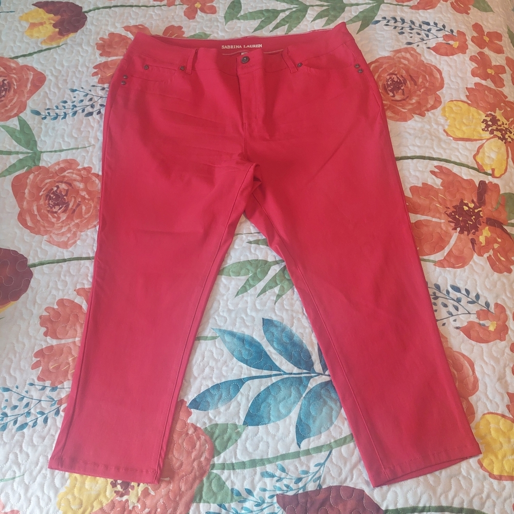 Sabrina Lauren Red Capri Pants